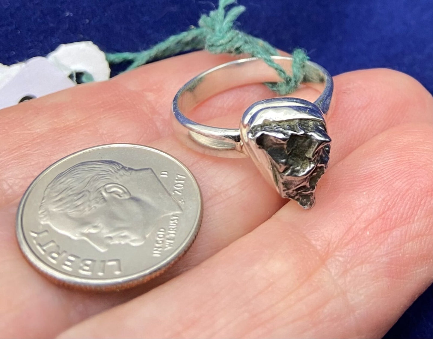 GIBEON Meteorite Ring - Size 6.5 - Space Astronomy Natural Fancy 6.48ct