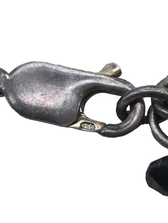 ANTIQUE VICTORIAN 16" MOURNING NECKLACE, FACETED BLACK JET, STERLING STRENGTH