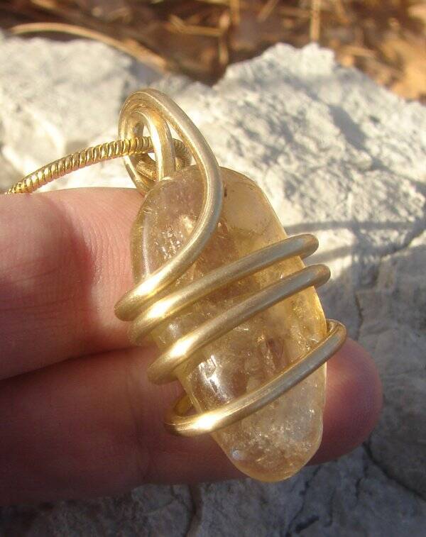 Kundalini African Congo Citrine Lemurian Pendant, Genuine South Africa #313