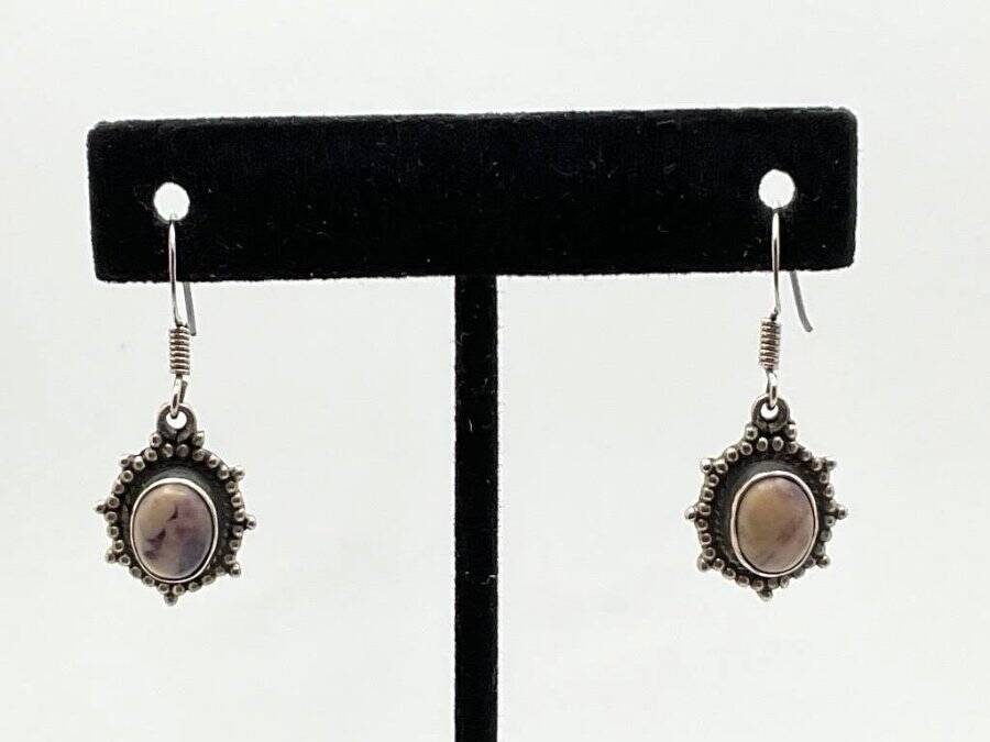 HAND FORGED BROWN JASPER SS STERLING SILVER EARRINGS VITALITY #18
