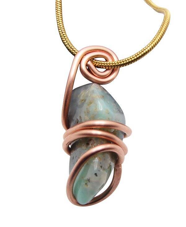 Real Crystals CHRYSOCOLLA PENDANT Handmade Talisman Stress Reliever Calm #12