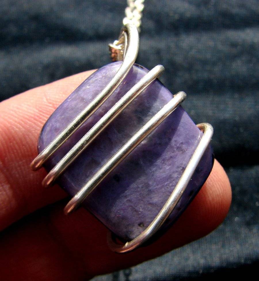 SALE RUSSIAN Grape Purple Russian Charoite Pendant Sterling Silver 1