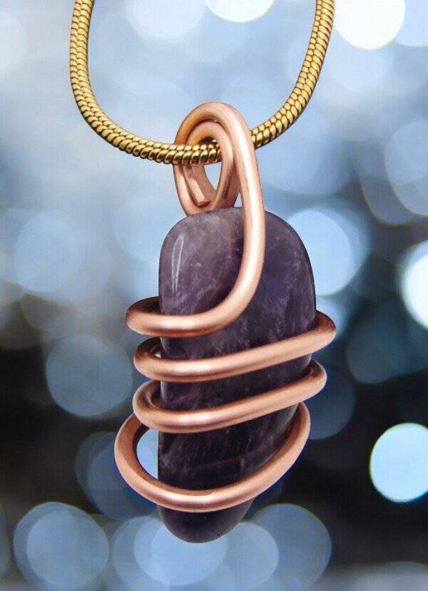 Handmade Crystal Jewelry African Amethyst Pendant Real Crystals Purple #11