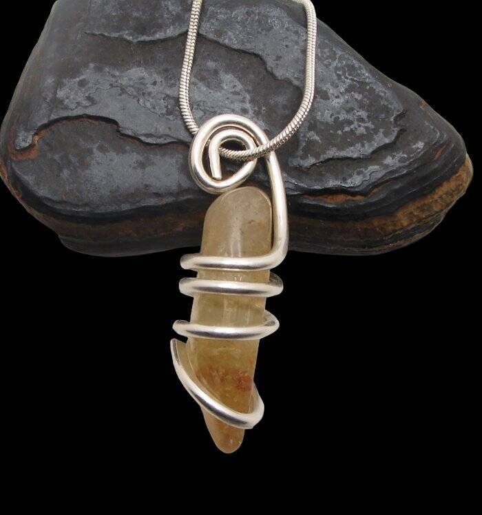 Kundalini African Congo Citrine Lemurian Pendant, Genuine South Africa #201