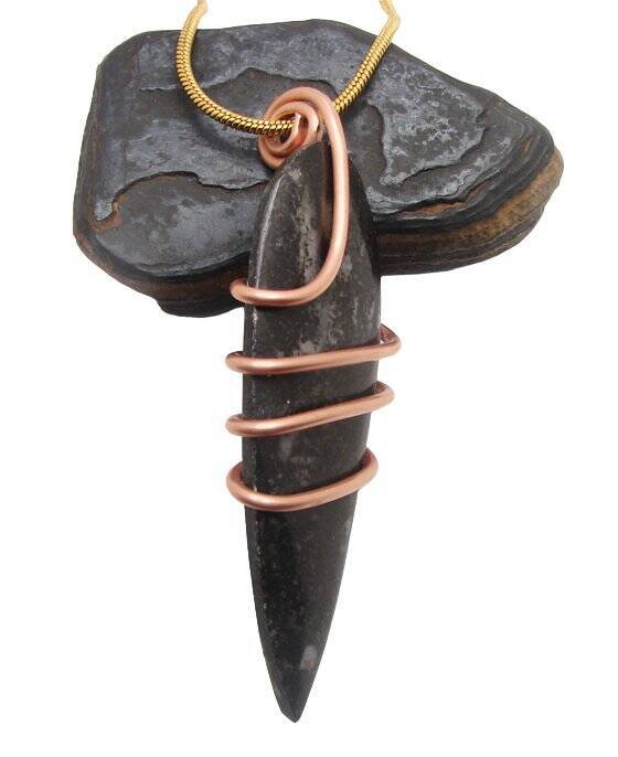 Shadow Hunters of Deep Sea Moroccan Pendant Paleozoic Orthoceras Science Gift #2