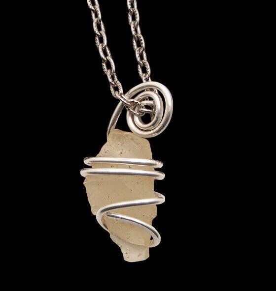 AUTHENTIC Libyan Desert Glass! Meteorite Sterling Silver Pendant #500