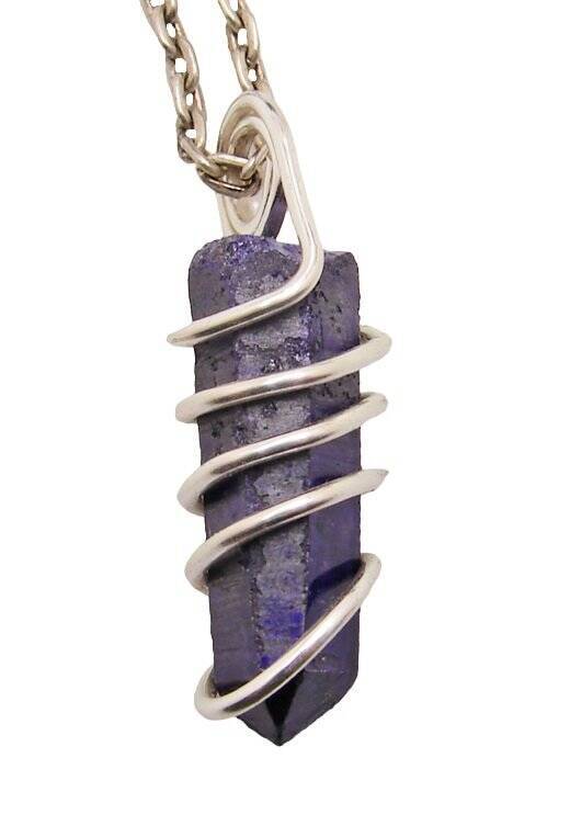 Rare Violet Purple Aura Lemurian Seed Quartz Pendant Sterling Silver Copper #201