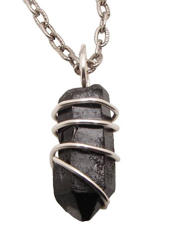TITANIUM BLACK Lemurian Seed Quartz Crystal Quartz Pendant Sterling Copper 21