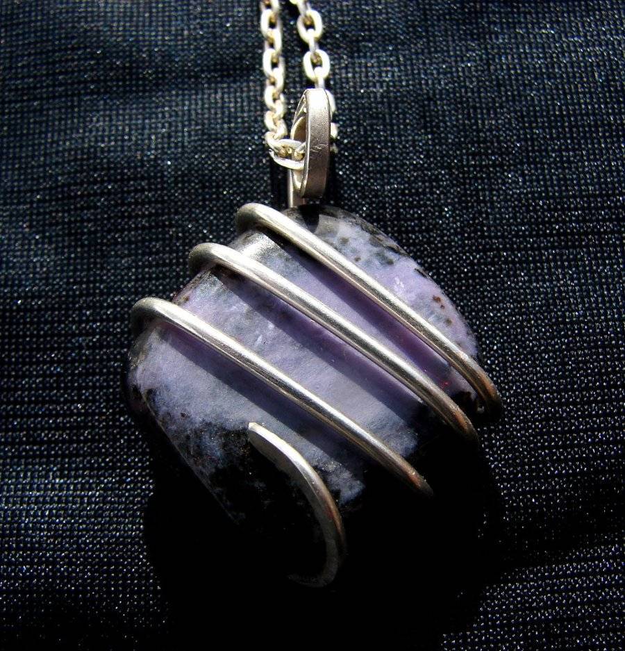 SALE RUSSIAN Grape Purple Russian Charoite Pendant Sterling Silver 1