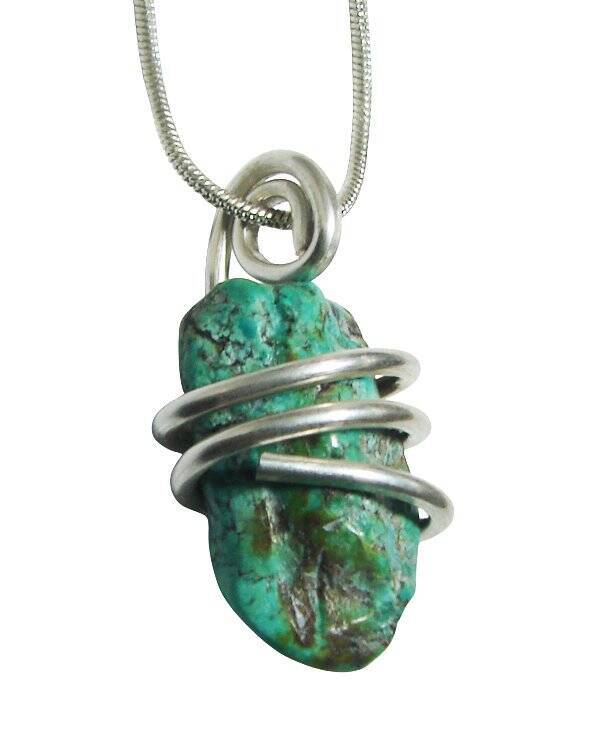 Gorgeous Hand Forged Natural Blue Turquoise Pendant Silver #133