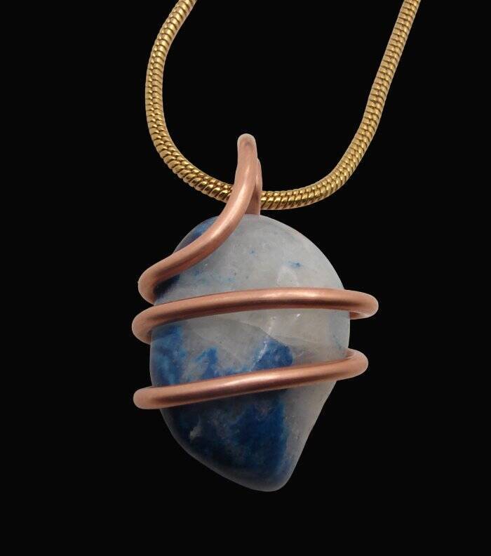 Lazulite Lapis Lazuli Pendant Lucid Dream Copper Crystal Necklace #203