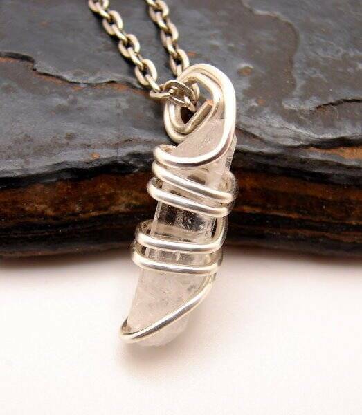 DANBURITE PENDANT RARE POWERFUL Pleiadian Starbrary Crystal Silver Copper #402