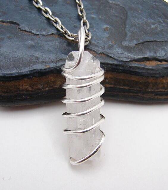 DANBURITE PENDANT RARE POWERFUL Pleiadian Starbrary Crystal Silver Copper 362