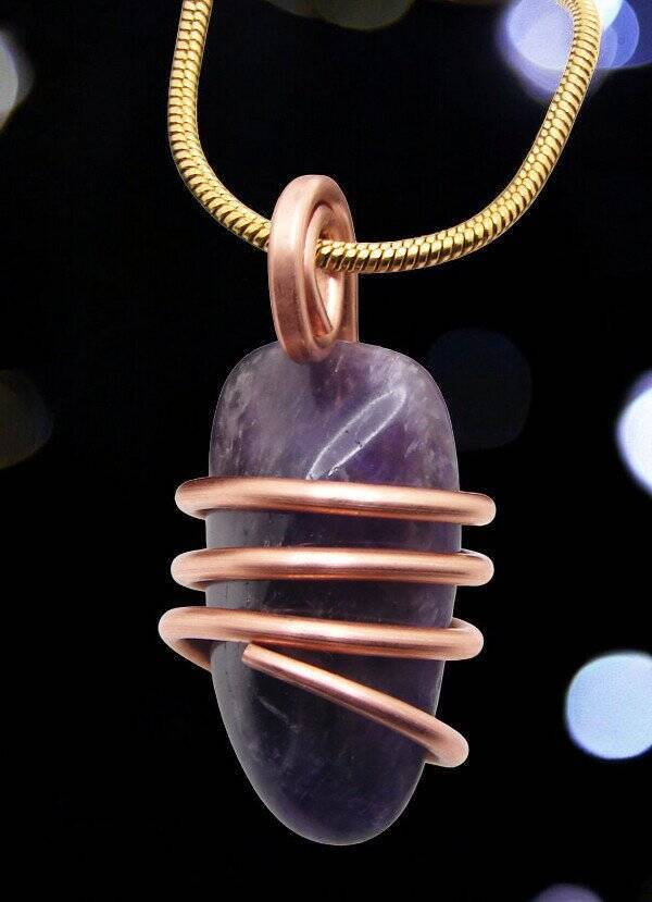 Handmade Crystal Jewelry African Amethyst Pendant Real Crystals Purple #11