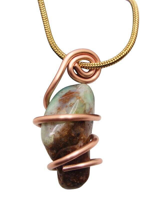 Real Crystals CHRYSOCOLLA PENDANT Handmade Talisman Stress Reliever Calm #14