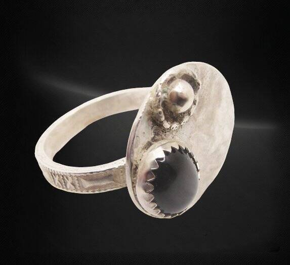 ENERGY RING JEWELRY ~VISIONS~ BLACK ONYX STERLING SILVER SS SIZE 6.5 #1
