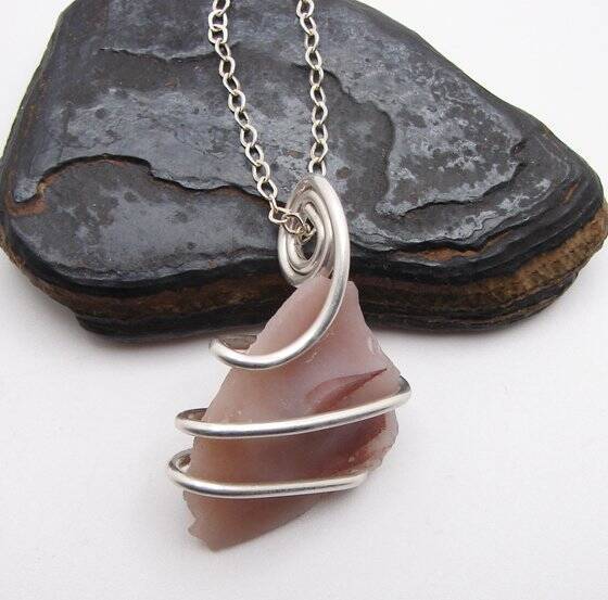 NOVACULITE PENDANT IN STERLING SILVER CUT CORDS - BE FREE AGAIN #450