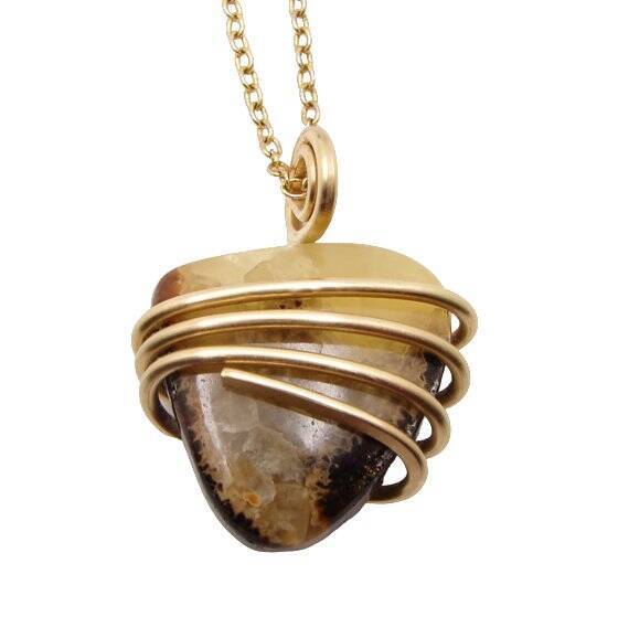 Coolest Pendant on Earth Septarian Nodule Pendant Bronze Gold 12