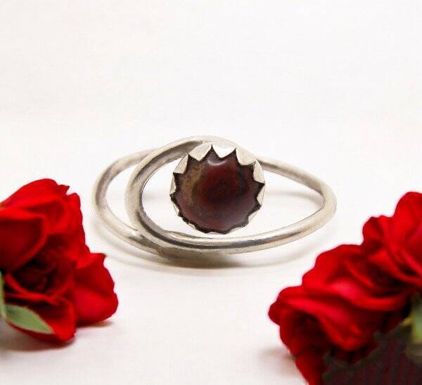ENERGY RING JEWELRY ~VISIONS~ RED AGATE RING STERLING SILVER SS 5.25 #1