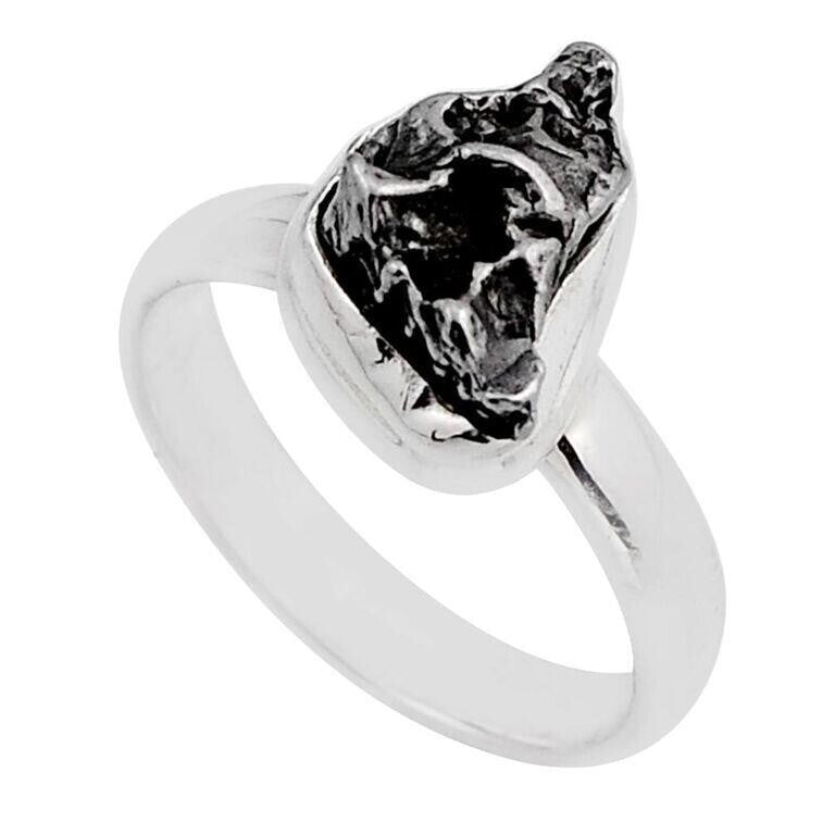 GIBEON Meteorite Ring - Size 6.5 - Space Astronomy Natural Fancy 6.48ct