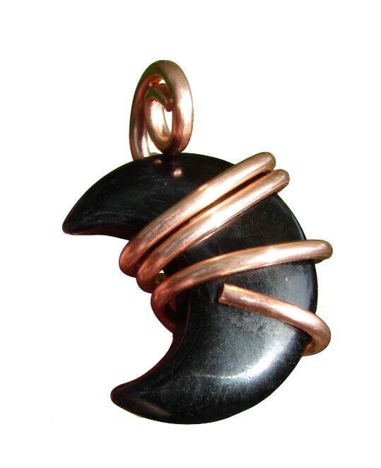 Handmade Jewelry Black Onyx Moon Pendant Real Crystals Amulet Necklace #8