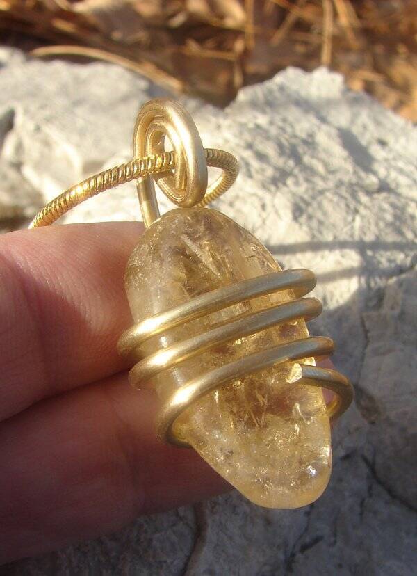 Kundalini African Congo Citrine Lemurian Pendant, Genuine South Africa #313