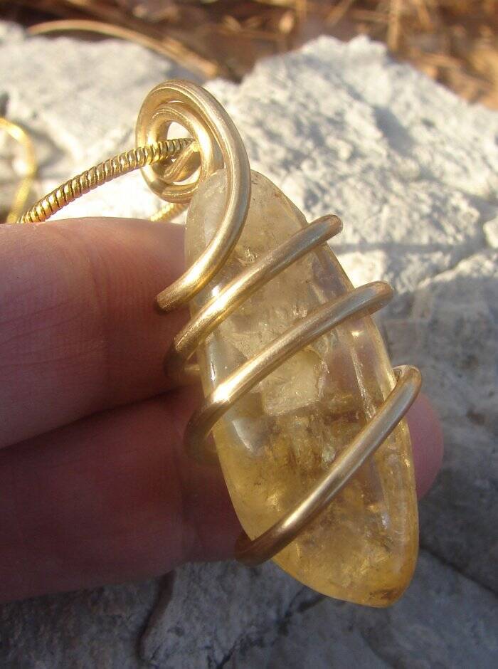 Kundalini African Congo Citrine Lemurian Pendant, Genuine South Africa #311