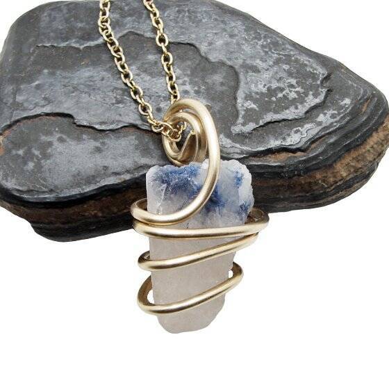 Rare Dumortierite Included Quartz Crystal Pendant from Minas Gerais, Brazil 25