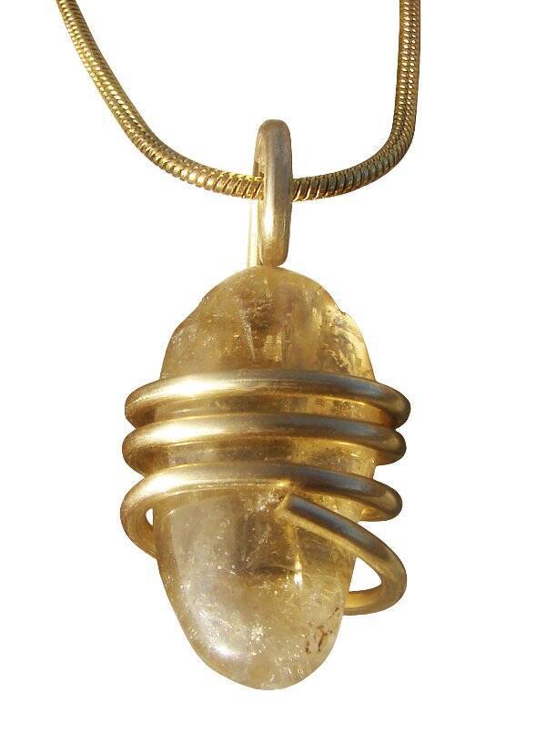Kundalini African Congo Citrine Lemurian Pendant, Genuine South Africa #313