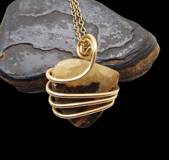Coolest Pendant on Earth Septarian Nodule Pendant Bronze Gold 12