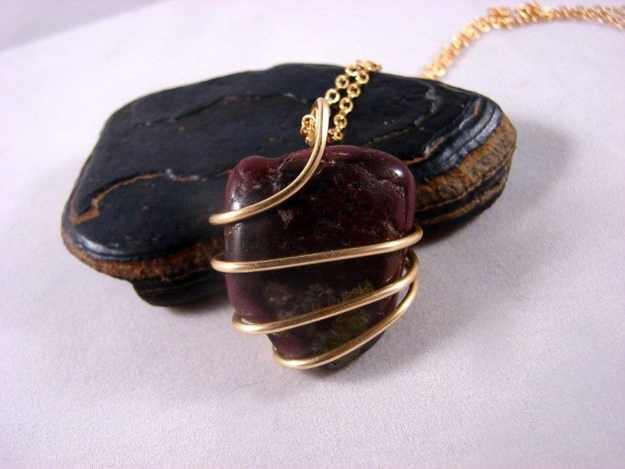 South African Hand Forged Dragonstone Pendant in Merlin's Gold Bronze 11