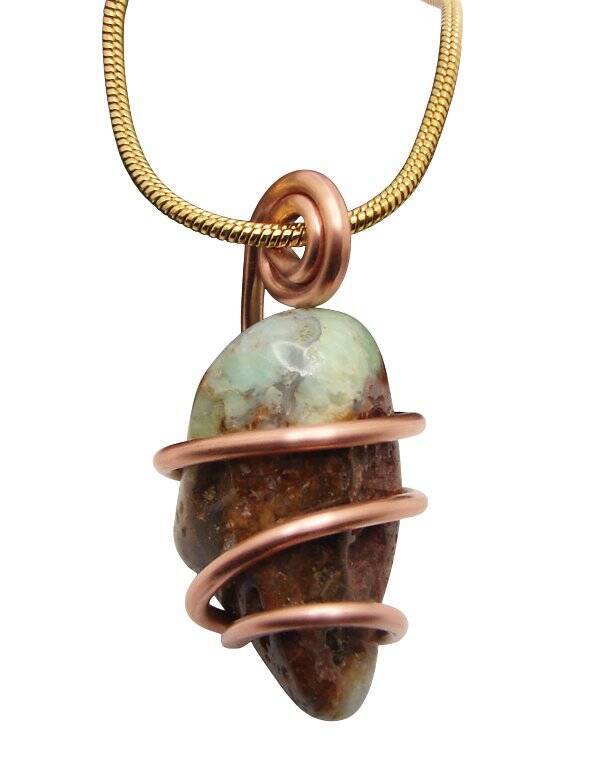 Real Crystals CHRYSOCOLLA PENDANT Handmade Talisman Stress Reliever Calm #14