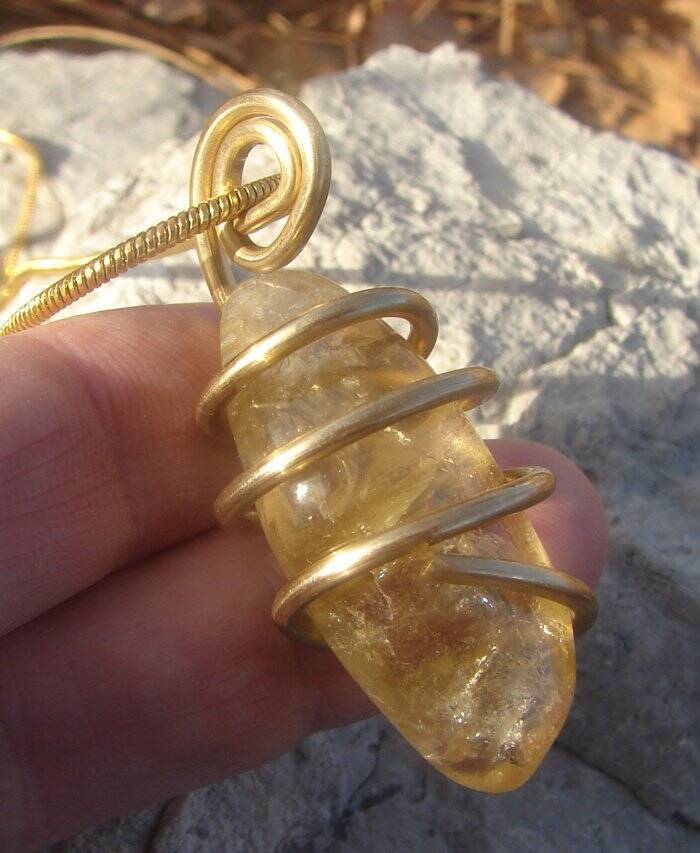Kundalini African Congo Citrine Lemurian Pendant, Genuine South Africa #311