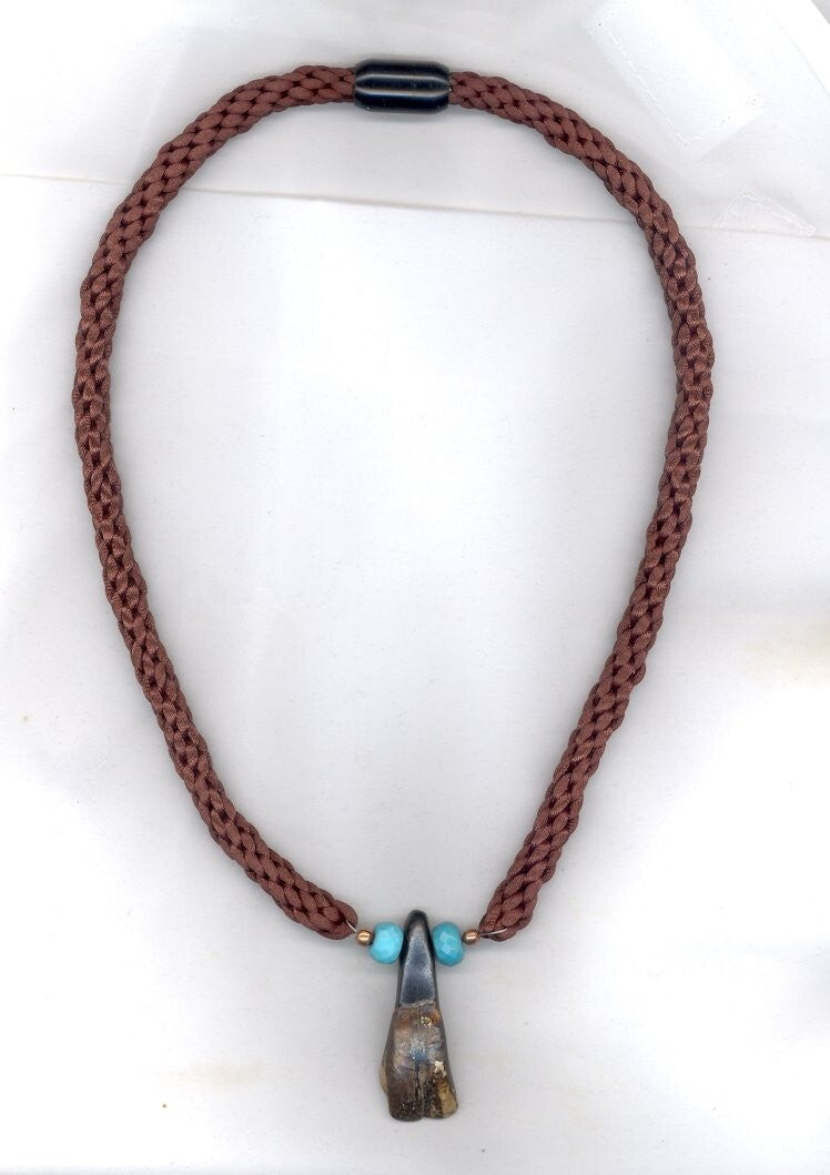 Turquoise Beads with Genuine Buffalo Tooth Necklace