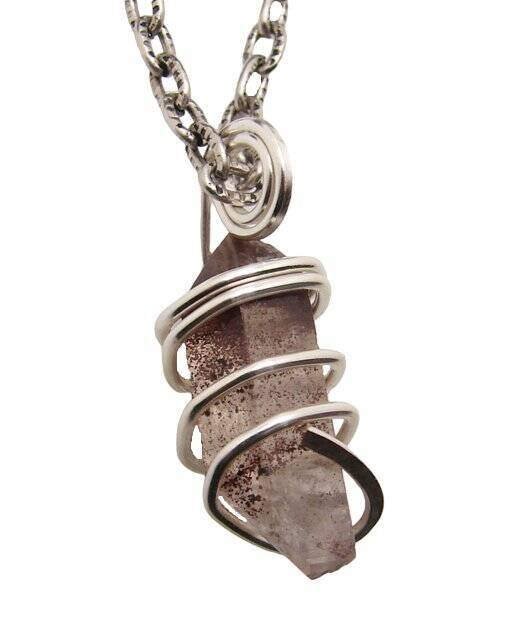 RARE BLACK DRAGON QUARTZ PENDANT IN SILVER PLATED COPPER #602